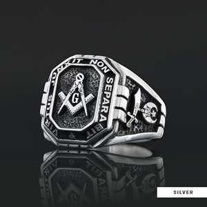 Bague Maçonnique BOJ 001 Personnalisée Unisexe Franc-Maçon Personnalisé Texas Maître Maçon Bague Chevalière Hip Hop Argent Prix Bas - Product Image 5