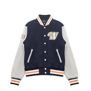 New Winter Casual Streetwear College Varsity <b>Jackets</b> Wool Stand Collar Front Logo Customized Wholesale Stylish <b>Warm</b> Layering - Product Image 1