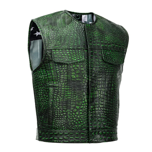Chaleco de Cuero de Cocodrilo Personalizado para Motocicleta, Chalecos de Cuero Norteamericanos de Alta Calidad - Product Image 1