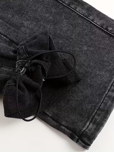 Loose Formal Men's High Waist Heavyweight Elastic Waist Pleated Front Sweatpants Trouser Pants Acid Wash Dark Gray 100% Cotton - Product Image 5
