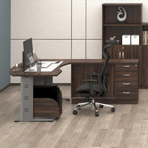 Modern L-shaped Executive <b>Desk</b> Storage <b>Cabinet</b> 6 Feet Melamine Laminated Office Furniture Contemporary Design Freestanding - Product Image 2
