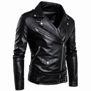 Blouson d'hiver pour homme en cuir polyuréthane, imperméable, séchage rapide, respirant, doublure en coton, écologique, tendance, col montant - Product Image 4