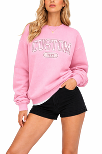 Women Casual Pink <b>Sweatshirt</b> Custom Logo Oversized Crew Neck Pullover Comfortable Fleece Wear Fashion Wear Outerwear <b>Sweatshirt</b> - Product Image 2