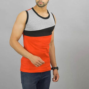 Débardeur Homme Color Block Col Rond Tricoté Respirant Sans Manches Personnalisable - Product Image 2