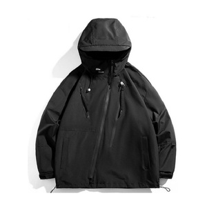 Veste coupe-vent imperméable Techwear, manteau utilitaire urbain surdimensionné, fermeture éclair asymétrique, capuche, streetwear, logo personnalisé, vente en gros - Product Image 1