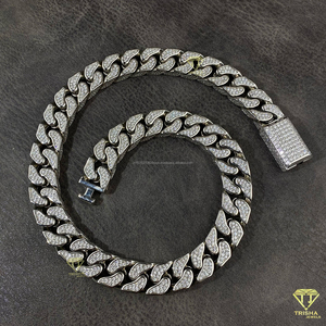 Cadena de Eslabones Cubanos Miami Gruesos de Plata de Ley 925 con Diamantes de Moissanita, Joyería Geométrica Hip Hop para Hombre - Product Image 3