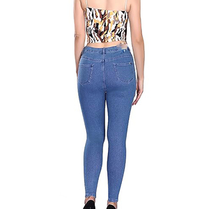 Ladies Classic Blue Denim Pants Skinny <b>Jeans</b> Sexy Slim Fit Breathable Pants High <b>Waist</b> Straight Denim <b>Jeans</b> with Cute Style - Product Image 2