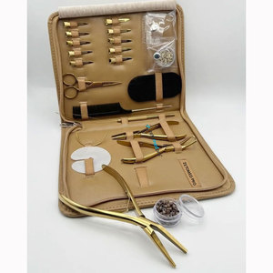 Pince à micro-liens en plasma doré, en acier inoxydable, courbée et plate, pour usage professionnel en salon, kit d'outils pour extensions capillaires - Product Image 5