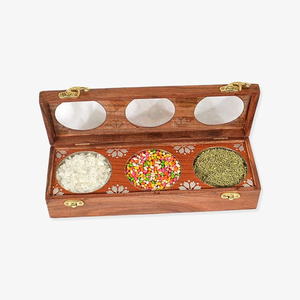 Boîte de rangement en bois à 4 compartiments de qualité alimentaire pour collations, noix, épices, avec cuillère, durable, pour cuisine, rangement de masala, compatible four, pour la maison - Product Image 5