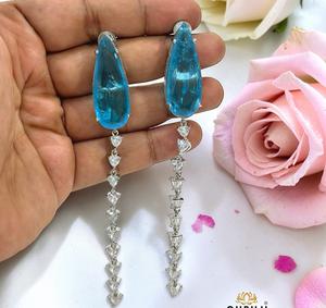 Adorables Pendientes Largos de Plata de Ley con Circonitas, Elegantes y Modernos, para Mujer, Ideales para Fiestas y Eventos Nocturnos, Colección de Moda - Product Image 3