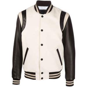 Chaqueta Varsity Unisex Estilo Preppy, Tejido de Lana, Reversible, Cuello Alto, Corte Regular, Sin Capucha, Manga Tejida - Product Image 1