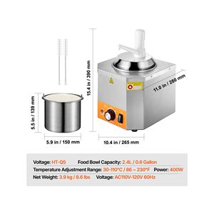 Dispenser Elettrico Commerciale per Formaggio 2.4L, Scaldafonduta in Plastica con Regolazione della Temperatura da 86-230 Fahrenheit - Product Image 3