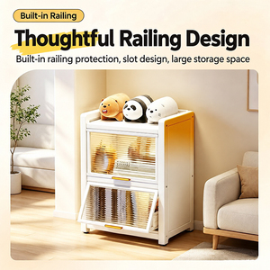Armoire de rangement inclinable et étroite avec 3 portes rabattables, design peu encombrant, accès facile, grande capacité, organisateur pour la maison - Product Image 2