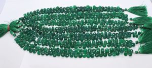 Perles de pierres précieuses en onyx vert naturel facettées en forme de poire 7x11MM, perles d'onyx vert en vrac, perles d'onyx vert pour la fabrication de bijoux - Product Image 3