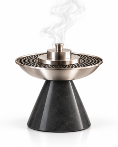 Quemador de incienso de resina de lujo con cono, cuenco árabe de acero inoxidable y soporte moderno para incienso Oud - Product Image 1