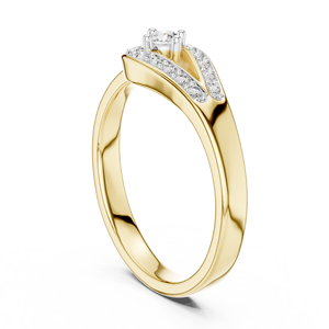 Ensemble de bagues en diamant de laboratoire taille ronde unique, or jaune massif 18 carats plaqué rhodium, pour fiançailles, fête, cadeau, usage quotidien glamour pour femme - Product Image 3