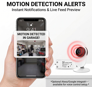 Abrepuertas de Garaje Inteligente con WiFi y Cámara, Compatible con Alexa y Google Home, Control Remoto por Aplicación, Controlador Inteligente de Garaje con Video - Product Image 4