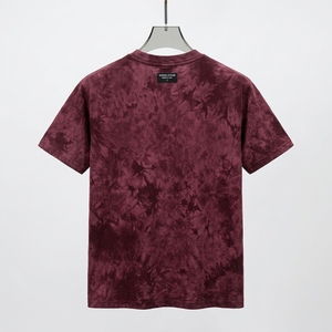 Camiseta Clásica para Hombre, Lavada, Estilo Vintage, Corte Regular, Tejido Grueso, 100% Poliéster, Rayas, Bordado, Tie-Dye en la Parte Delantera, Estilo Casual Urbano - Product Image 3