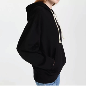 Sudadera con capucha negra de moda con cremallera, cordones ajustables, suave, cálida, de manga larga, estilo urbano para mujer, 100% algodón - Product Image 2
