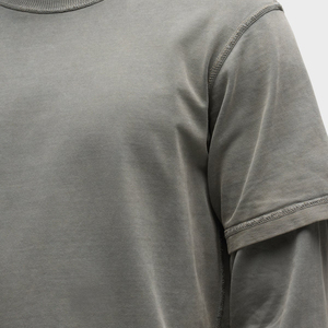 Camiseta de Manga Larga para Hombre, Diseño de Manga en Capas Elegante, Mezcla de Algodón Premium, Camiseta Informal con Ajuste Cómodo para el Verano Diario - Product Image 6