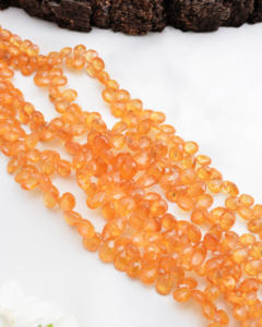 สร้อยคอพลอยธรรมชาติทรงลูกแพร์เจียระไนสีแดงแมนดาริน สำหรับทำเครื่องประดับชั้นดี - Product Image 5