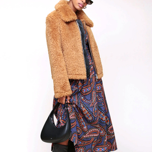 Veste polaire Sherpa pour femme, entièrement zippée, chaude, en polaire Teddy, manteau d'hiver à col montant, fabrication OEM ODM sur mesure, vente en gros - Product Image 4