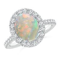 Vente en gros d'usine - Bagues de fiançailles et de mariage classiques en argent sterling 925 plaqué or avec serti pavé et opale naturelle ovale de 6 mm * 8 mm