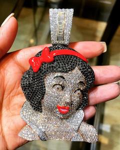 Pendentif Lapin Cartoon en Moissanite Véritable Taillée de 3,20 carats avec Breloques Diamantées Chic, Plaqué Or Bicolore 14K pour Fêtes et Événements - Product Image 1