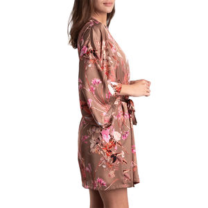 Robe de mariée en soie satinée, cadeau pour demoiselle d'honneur, OEM personnalisé, peignoir d'été et d'automne avec bordure en dentelle - Product Image 2