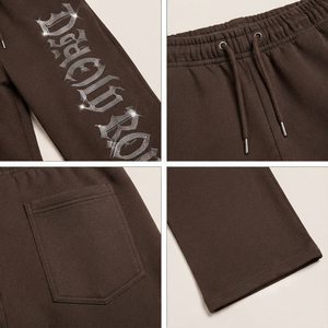 Pantalon de jogging pour homme en molleton de coton imprimé strass, taille à cordon, haute qualité, style pyjama, vêtement d'hiver ample - Product Image 6