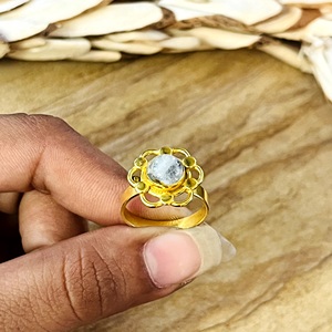 Fashionable Moonstone <b>Rings</b> Boho Brass Jewelry Women 18k Gold Plated Floral <b>Crown</b> Statement Band Fine Fashion Wholesale/OEM/ODM - Product Image 2