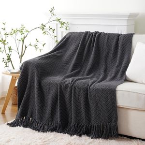 Dark Grey 50 X 60 Inch Super Soft Warm <b>Knit</b> <b>Throw</b> Blanket for Couch and Chair Versatile 50 X 60 Inch Charcoal Blanket w - Product Image 3
