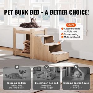 Letto a castello per animali domestici da interno con scale, piattaforma rialzata multi-livello per cani/gatti, seduta lounge per il riposo a bordo finestra - Product Image 2