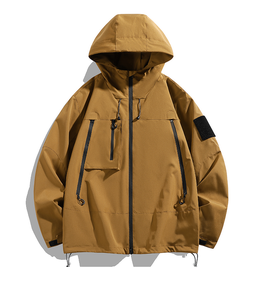 Veste Softshell Imperméable à Capuche Noire pour Homme, Coupe-Vent, Style Vêtement de Travail Formel, Fermeture Éclair, Rembourrage en Polyester, Coupe Classique - Product Image 4