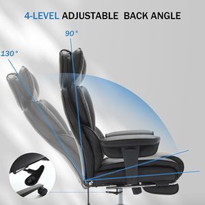 Sedia da Ufficio Ergonomica in Pelle con Schienale Alto, Poggiapiedi e Supporto Lombare, Altezza Regolabile e Poggiatesta per Gaming - Product Image 6