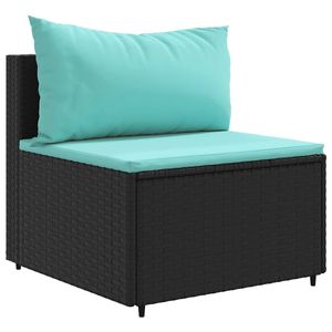 Conjunto de Muebles de Patio de 9 Piezas en Poliratán Negro con Cojines, Muebles de Exterior Elegantes - Product Image 4