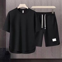 Ensemble décontracté d'été pour homme, style japonais, respirant, en tissu gaufré 70 % polyester et coton, grandes tailles, personnalisable en usine (OEM)