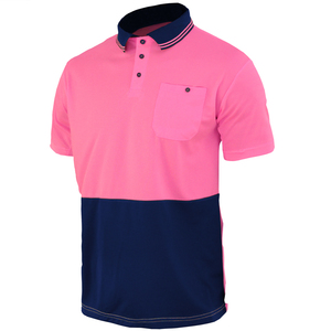 High Visibility Mens Workwear <b>Polo</b> Shirt Breathable Quick Dry Two Tone Contrast Safety Golf Tee with Pocket Custom Logo Uniform - Product Image 5
