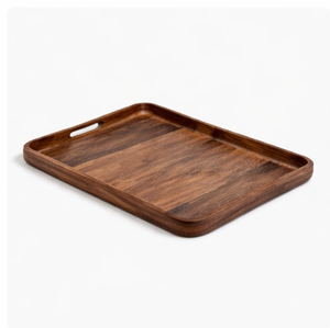Bandeja Rectangular Premium de Madera de Acacia con Asas Integradas, Plato Decorativo Duradero con Vetas Naturales para Café - Product Image 1