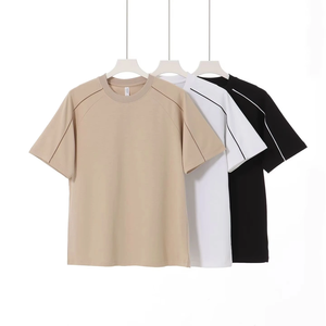 T-shirt décontracté à manches courtes, col rond, 230 grammes, tendance et minimaliste pour l'été - Product Image 5