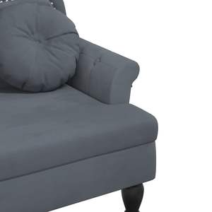 Banc en velours gris foncé 100% polyester avec structure en bois de caoutchouc massif et contreplaqué, tabourets et ottomanes - Product Image 6