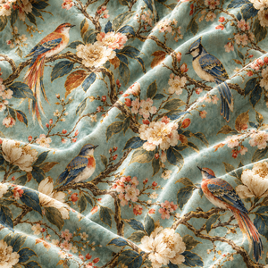Tela de Tapicería con Estampado Floral de Aves, Color Verde Azulado, Tejida para Muebles, Sofás y Textiles para el Hogar - Product Image 5