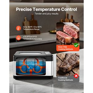 Cuocitore Sous Vide da 800W con Display Digitale LED, Controllo Preciso della Temperatura, Coperchio in Vetro, Macchina per Cottura Lenta - Product Image 4