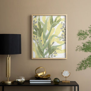 Décor d'océan encadré d'herbe de mer d'impression d'art de mur côtier en bois solide - Product Image 1