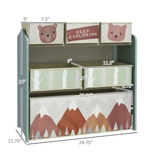 Organizzatore per Giocattoli Verde 63,5 cm x 30,5 cm x 66 cm per Bambini e Adolescenti con 6 Contenitori - Product Image 3