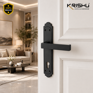 Poignée de porte à mortaise en laiton Premium PLUM, finition noir mat, poignée à levier robuste, écologique, facile à installer, pour cuisine et chambre - Product Image 1