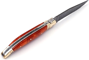 Couteau de chasse de poche de qualité industrielle Damas, personnalisé OEM/ODM, avec manche en résine pour le camping en plein air et l'utilisation au quotidien (EDC) - Product Image 5