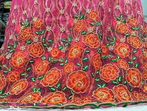 Shubgam Bộ Sưu Tập Độc Đáo Nặng Đá Đính Cườm Ren Vải Thêu Phi Vải Cưới Cho Phụ Nữ Của Buổi Tối Ăn Mặc Ren Lưới - Product Image 4