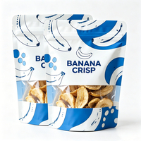 Sachets Doypack Personnalisés avec Logo, Fermeture Zip et Fenêtre Mate pour Chips de Banane Séchée 150g – Emballage de Vente au Détail pour Chips de Banane