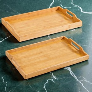 Rectangular Bamboo <b>Bucket</b> with Handles Eco-Friendly Natural <b>Wood</b> Vintage Breakfast Food Beverage Organizer 1-3L Capacity - Product Image 5
